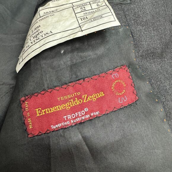 Ermenegildo Zegna Trofeo Suit Blazer Jacket Men 42R Dark Gray Double Vented Work - Picture 5 of 13